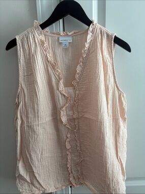Liz Claiborne Peach Ruffle V-Neck Sleeveless Camisole